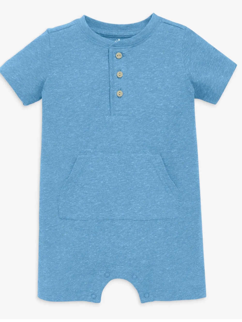 Primary | Baby heathered henley shortie - Cornflower Blue